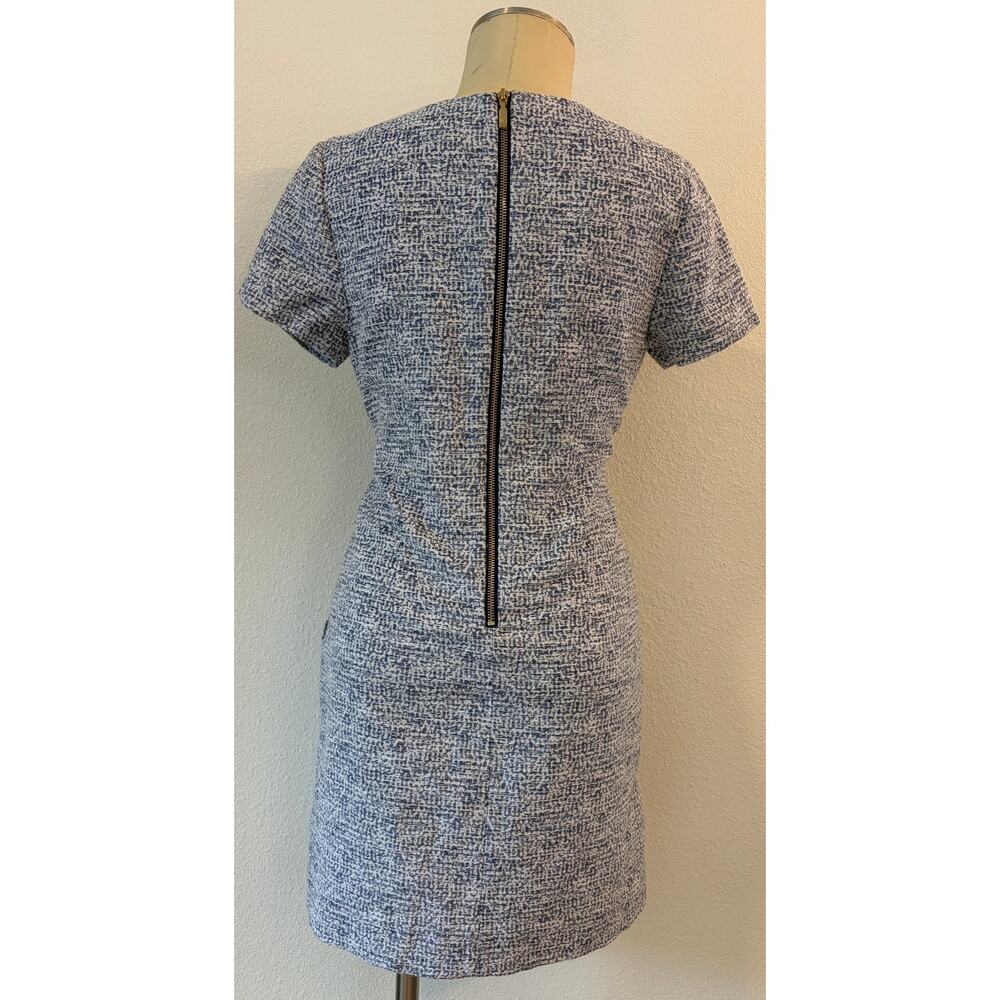 Southern Tide Blue White Textured Shift Dress Size 6 Short Sleeve Back Zip - Picture 3 of 6